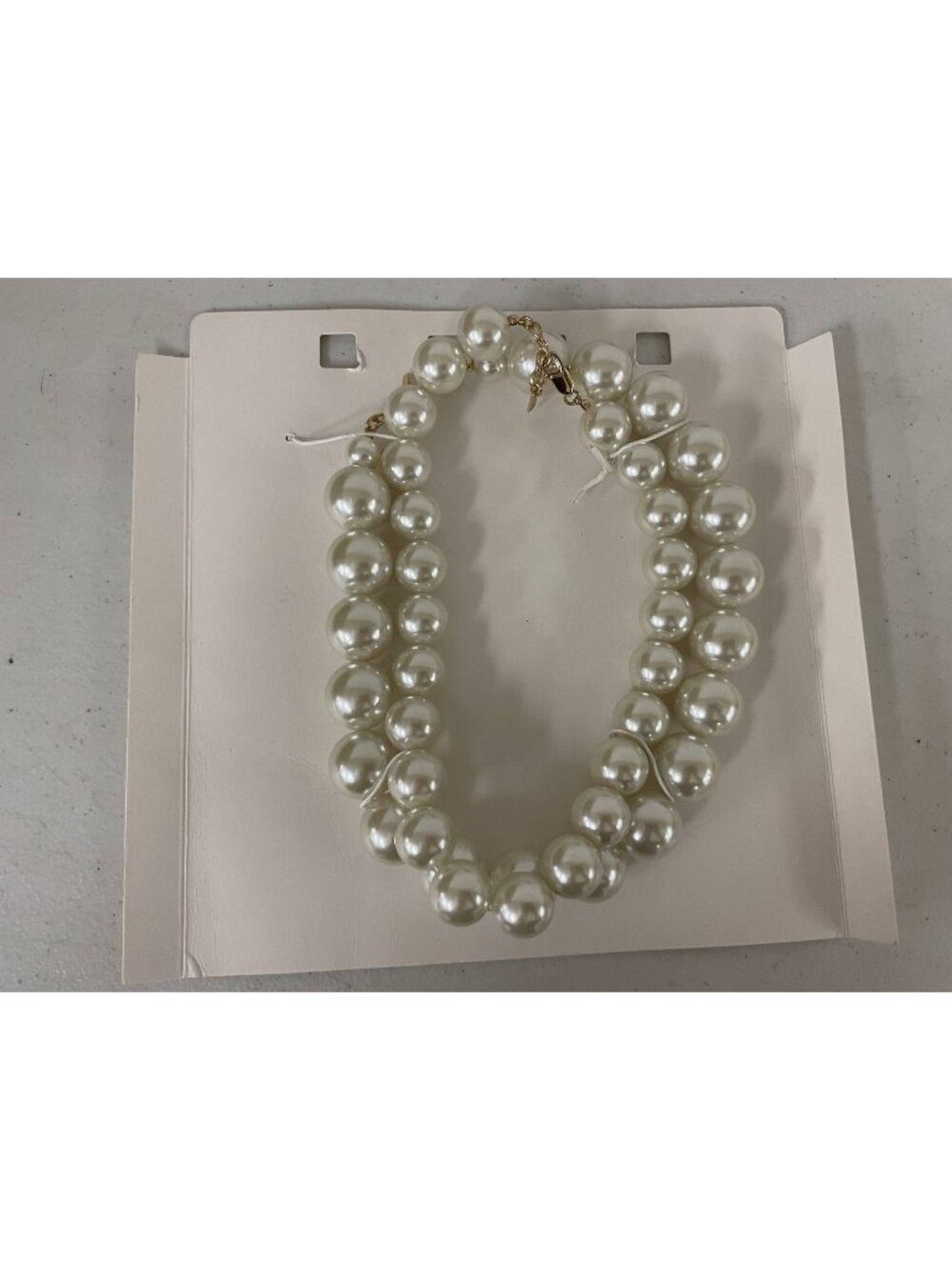 Zara Statement Necklace Double Strand Faux Pearl Choker NWT